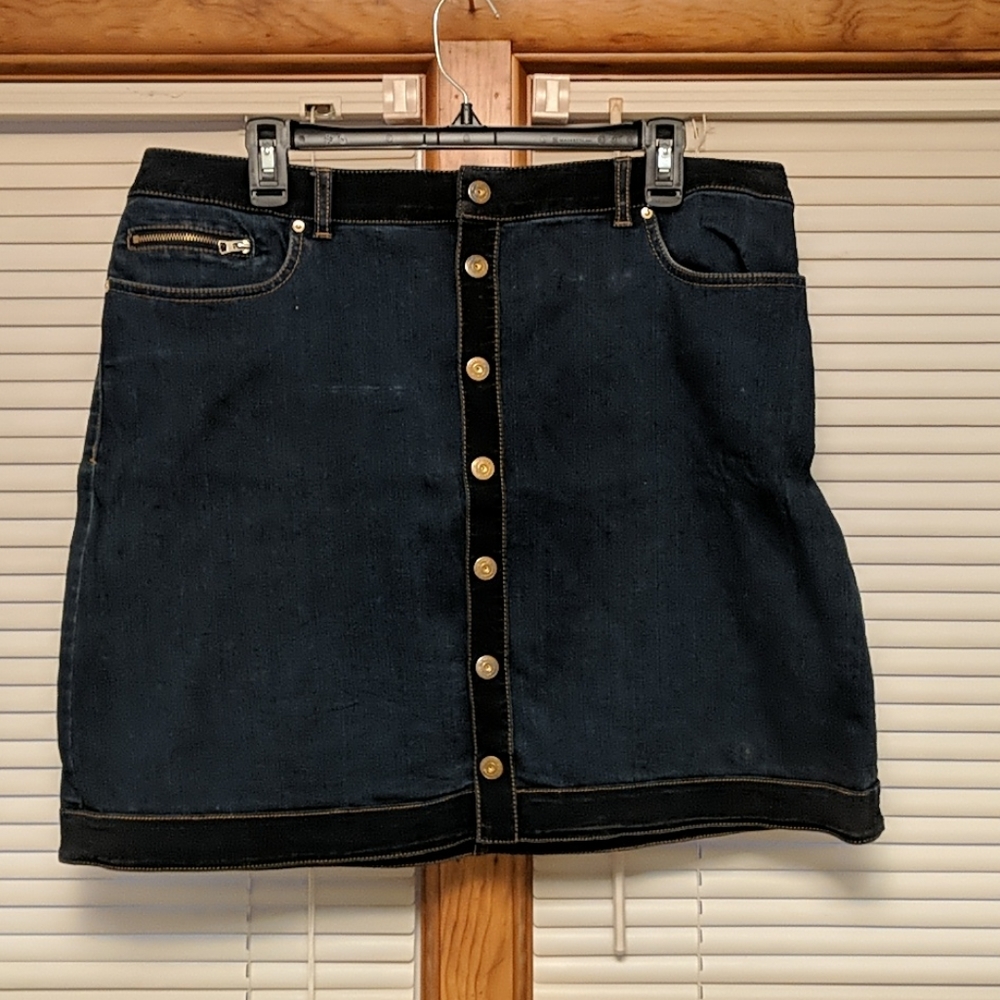 Button Front Denim Skirt